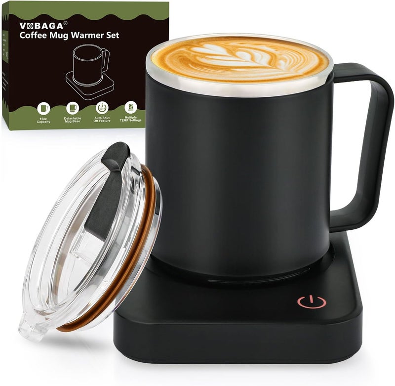 Vobaga Coffee Mug Warmer Set with Auto Shut Off, 15 oz Coffee Mug Gift Set & 3 Temperature Settings Home Office Desk Accessories - Image 1